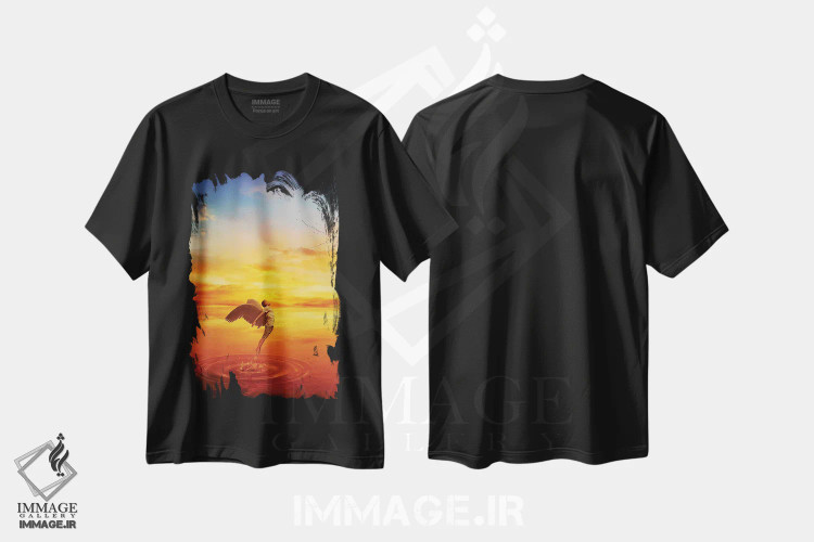تیشرت مشکی طرح دار ترک دنیای تو، هنر فاخر معاصر اثر سایکوشَدو | immage.ir
