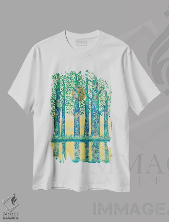 تیشرت سفید طرح دار سپیده دم، هنر فاخر معاصر اثر دنیلا پرزیوزو اینوالر | immage.ir