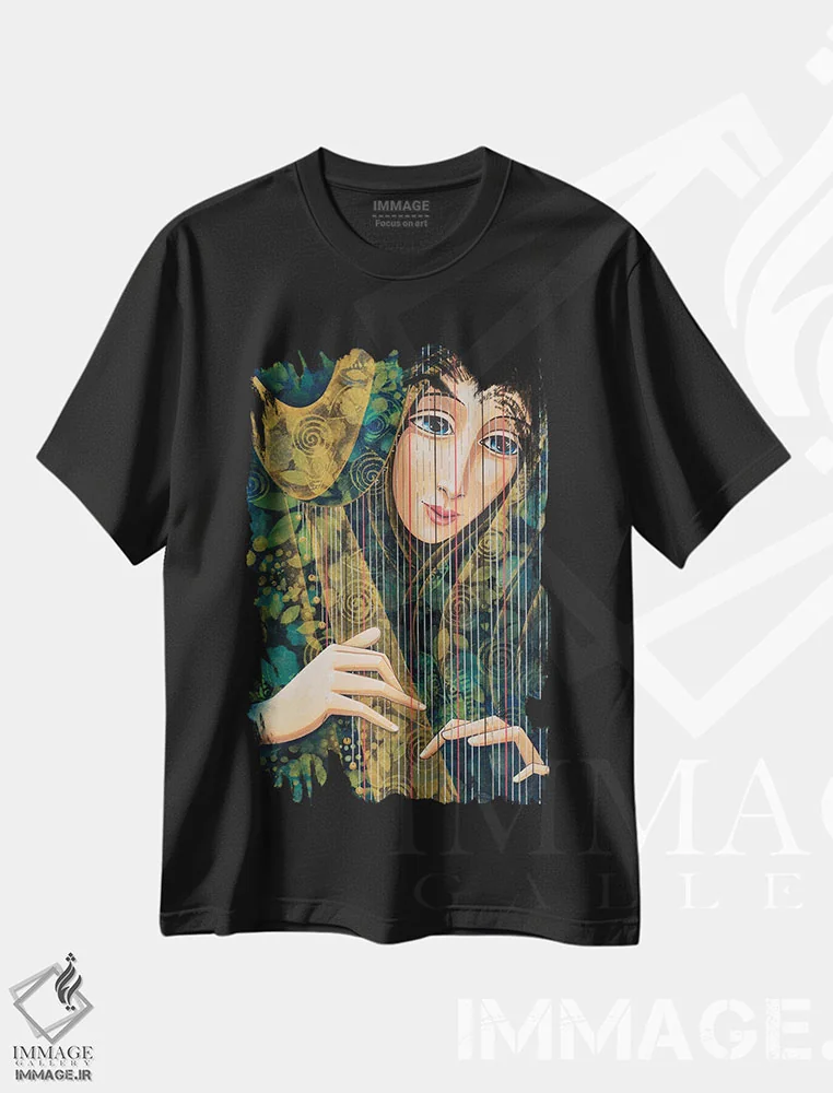 تیشرت مشکی طرح دار سیم های روح، هنر فاخر معاصر اثر دنیلا پرزیوزو اینوالر | immage.ir
