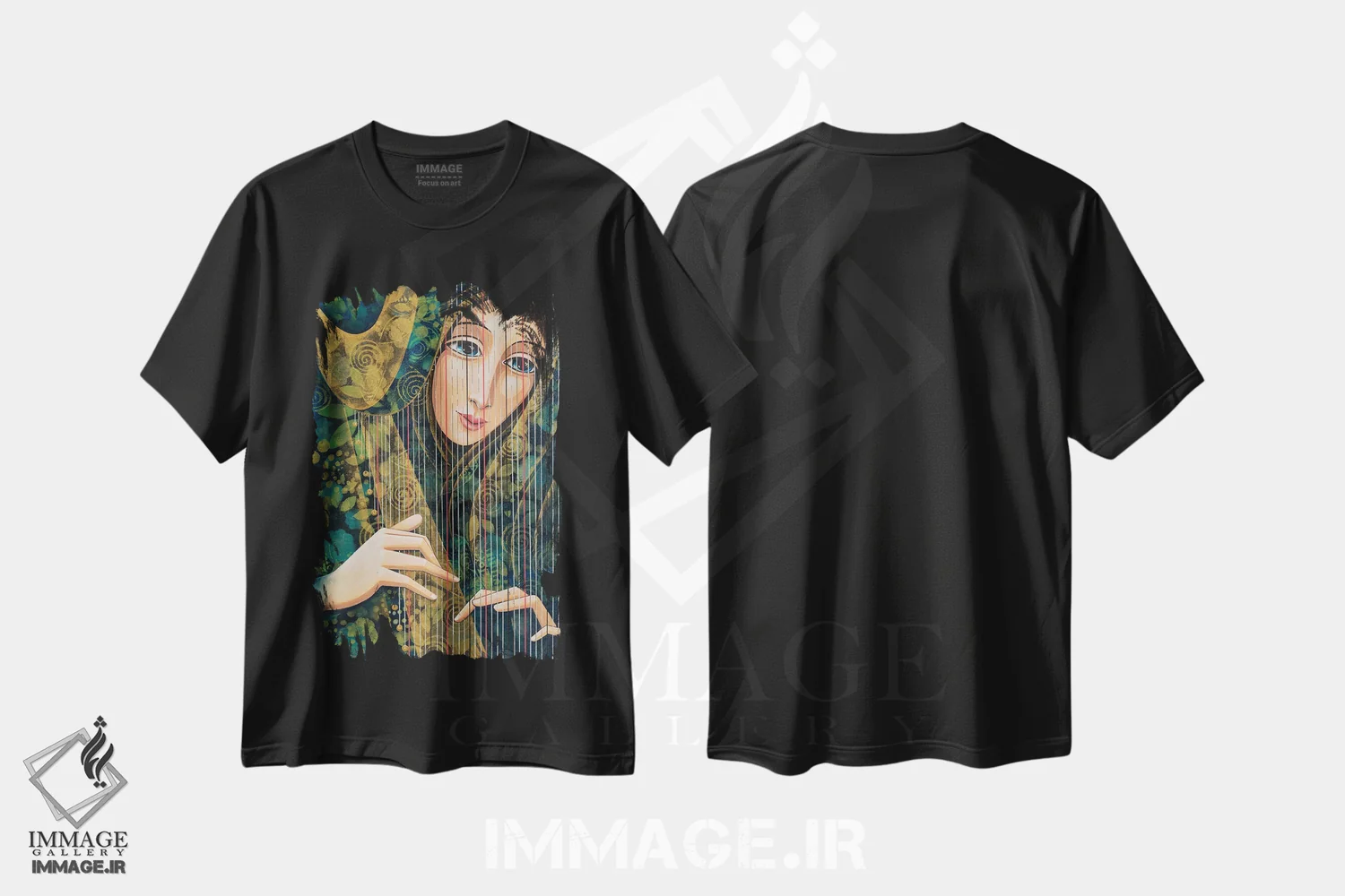 تیشرت مشکی طرح دار سیم های روح، هنر فاخر معاصر اثر دنیلا پرزیوزو اینوالر | immage.ir