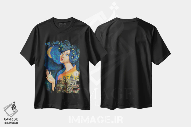 تیشرت مشکی طرح دار رُم، شهر ابدی، هنر فاخر معاصر اثر دنیلا پرزیوزو اینوالر | immage.ir