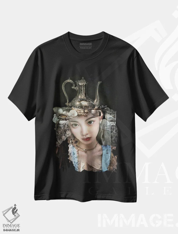 تیشرت مشکی طرح دار بانوی چای، دکور آسیایی اثر دومینیک بادوئل | فروشگاه ایماژ