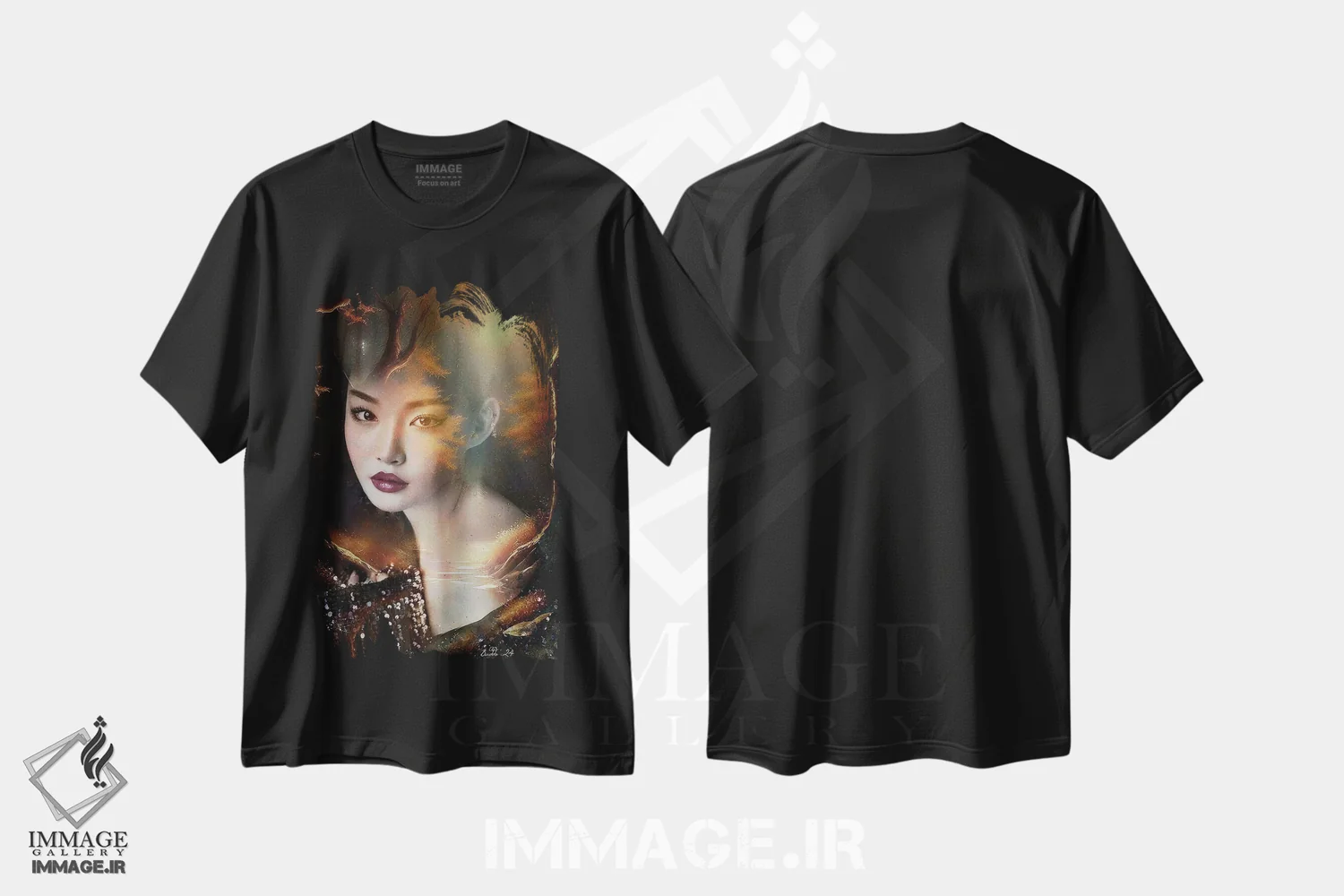 تیشرت مشکی طرح دار افسون، دکور آسیایی اثر دومینیک بادوئل | فروشگاه ایماژ
