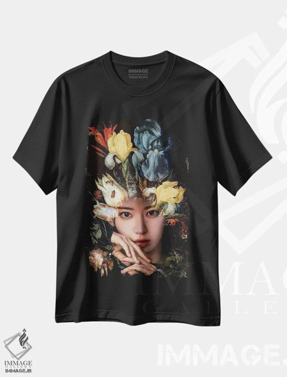 تیشرت مشکی طرح دار جنگجوی گل ها، هنر دیجیتال اثر دومینیک بادوئل | فروشگاه ایماژ