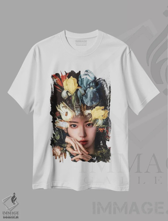 تیشرت سفید طرح دار جنگجوی گل ها، هنر دیجیتال اثر دومینیک بادوئل | immage.ir