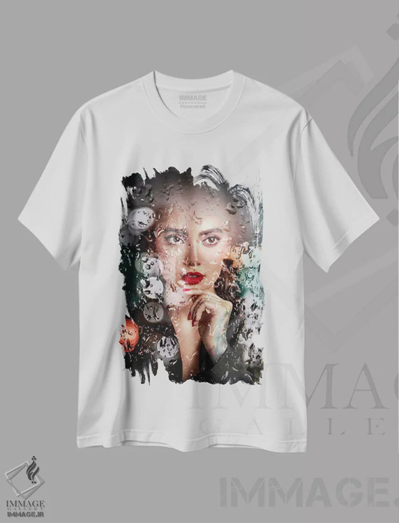 تیشرت سفید طرح دار چراغ های خیس، هنر دیجیتال اثر دومینیک بادوئل | فروشگاه ایماژ