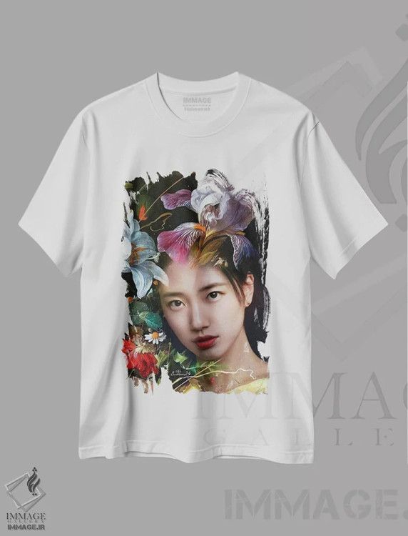 تیشرت سفید طرح دار گل های وحشی، هنر دیجیتال اثر دومینیک بادوئل | فروشگاه ایماژ