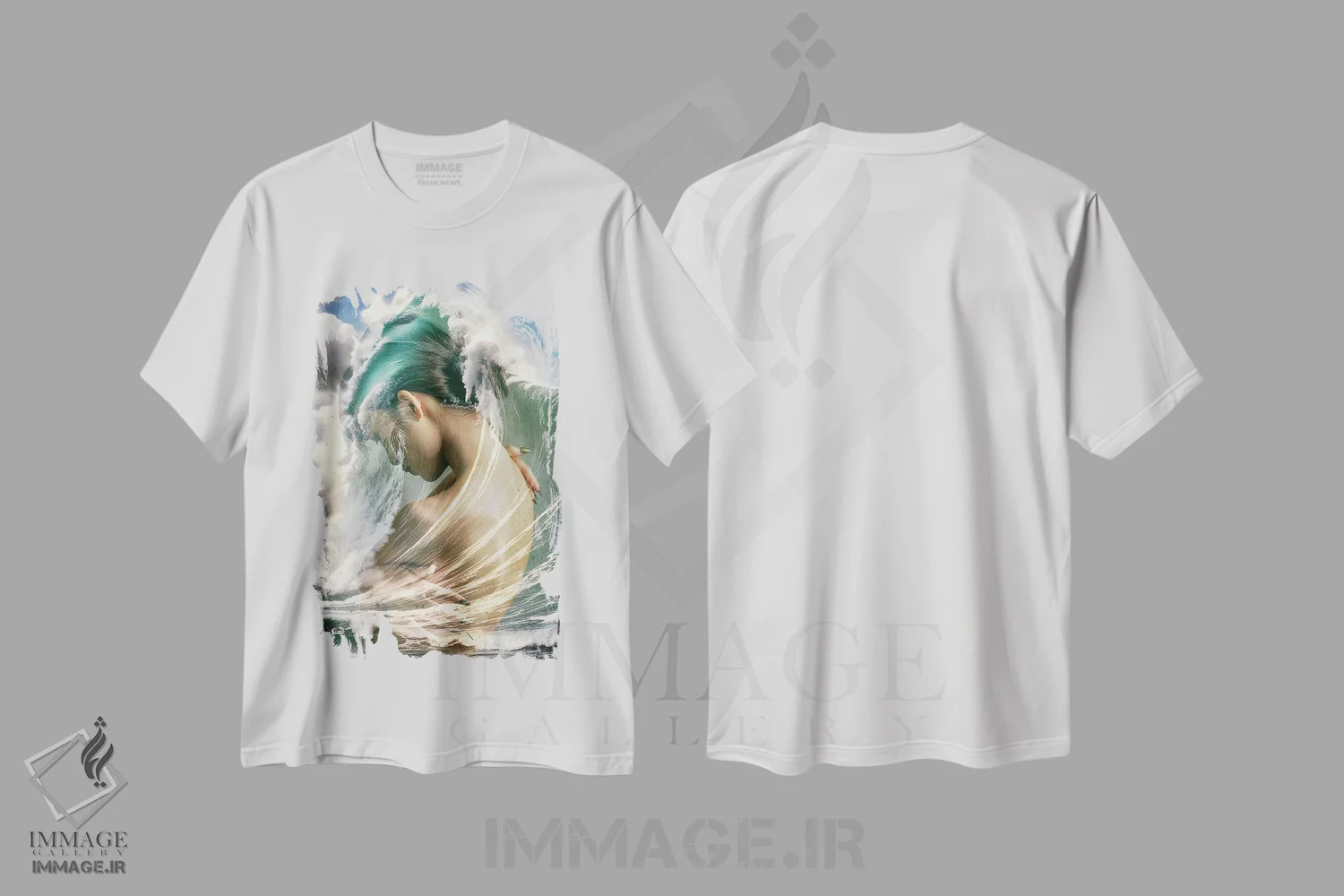 تیشرت سفید طرح دار ونوس در حال استحمام، عکاسی ترکیبی اثر دومینیک بادوئل | immage.ir