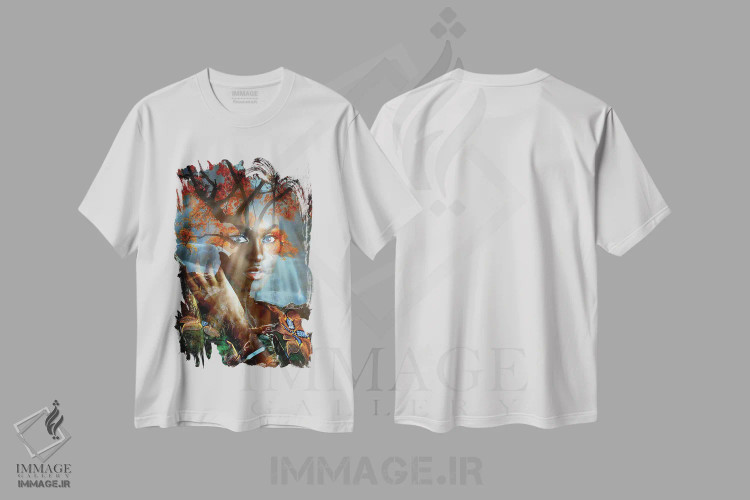 تیشرت سفید طرح دار هامادریاد پاییزی، هنر آمریکایی آفریقایی تبار اثر دومینیک بادوئل | فروشگاه ایماژ