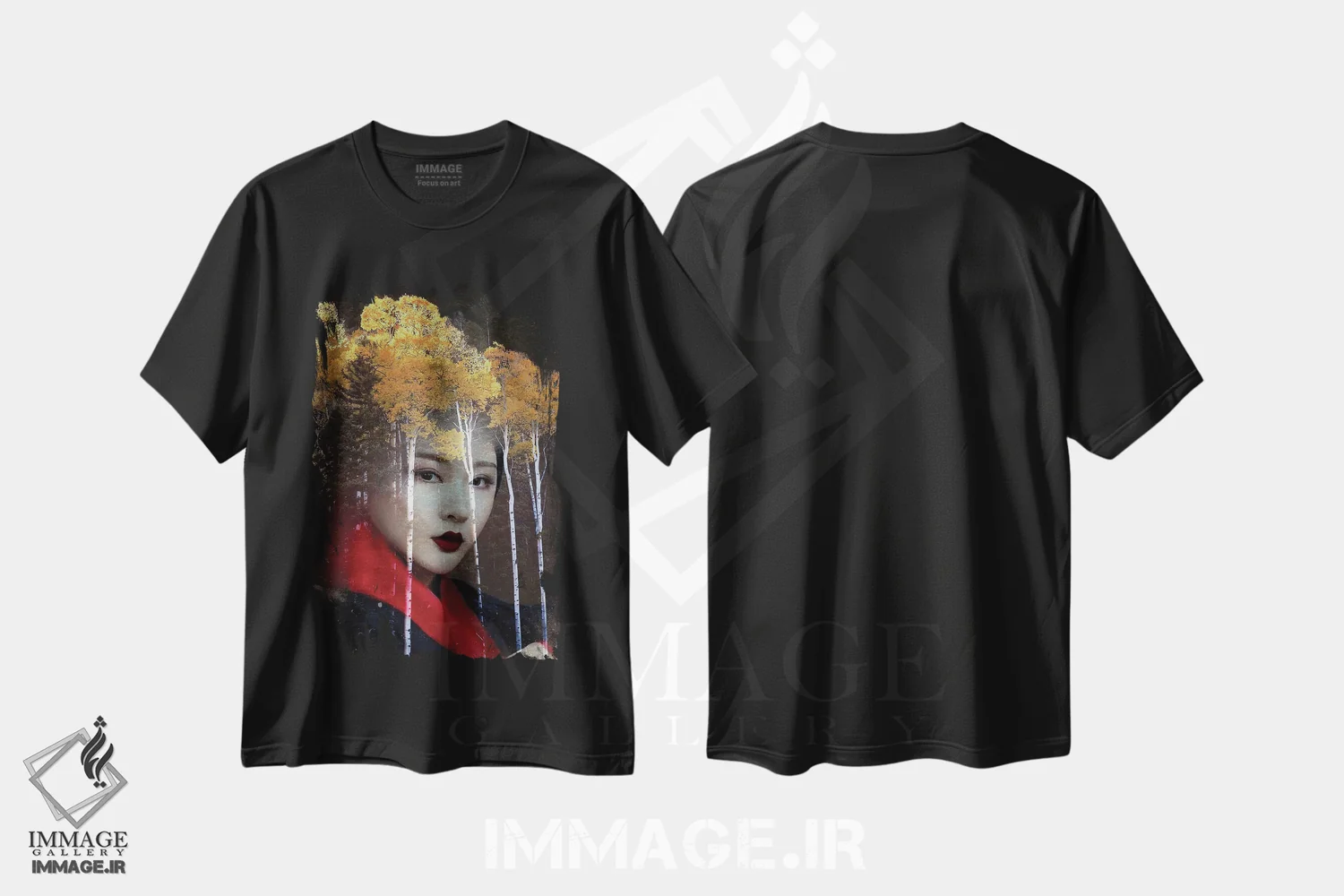 تیشرت مشکی طرح دار گیشای توس، دکور آسیایی اثر دومینیک بادوئل | فروشگاه ایماژ