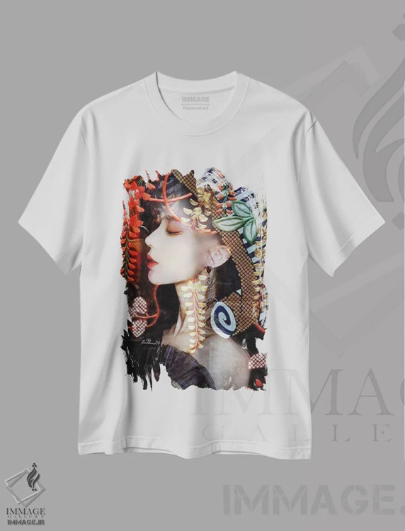 تیشرت سفید طرح دار کیمونو ۲، دکور آسیایی اثر دومینیک بادوئل | فروشگاه ایماژ