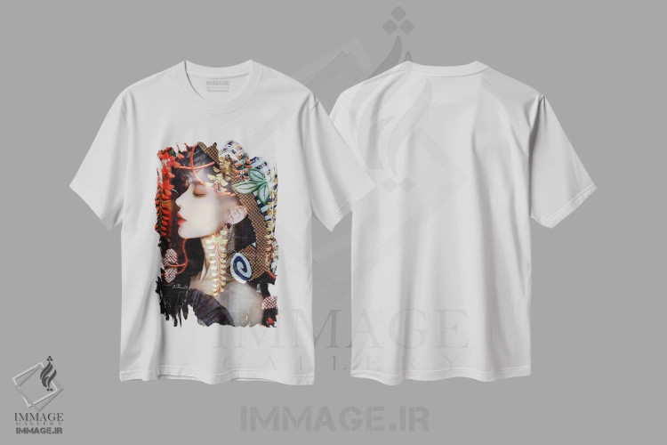 تیشرت سفید طرح دار کیمونو ۲، دکور آسیایی اثر دومینیک بادوئل | فروشگاه ایماژ