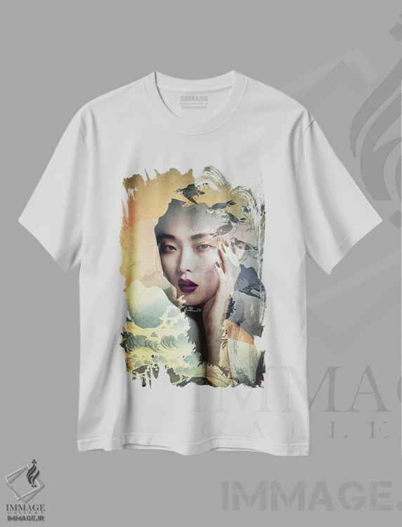 تیشرت سفید طرح دار خیال شرقی، دکور آسیایی اثر دومینیک بادوئل | فروشگاه ایماژ