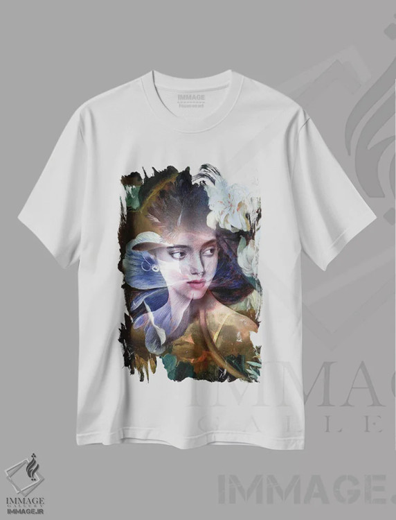تیشرت سفید طرح دار گل فروش، هنر دیجیتال اثر دومینیک بادوئل | immage.ir