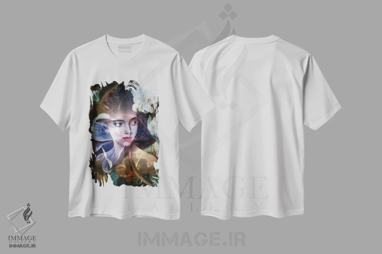 تیشرت سفید طرح دار گل فروش، هنر دیجیتال اثر دومینیک بادوئل | immage.ir