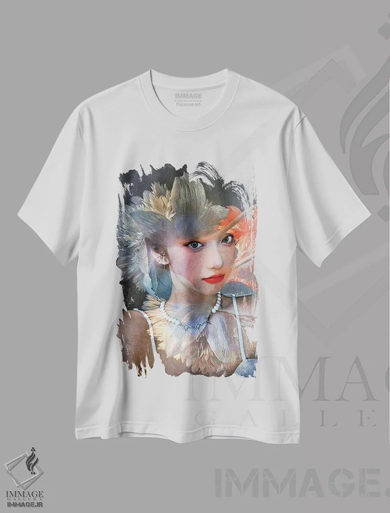 تیشرت سفید طرح دار همه چیز در پر و پاستل، دکور آسیایی اثر دومینیک بادوئل | immage.ir