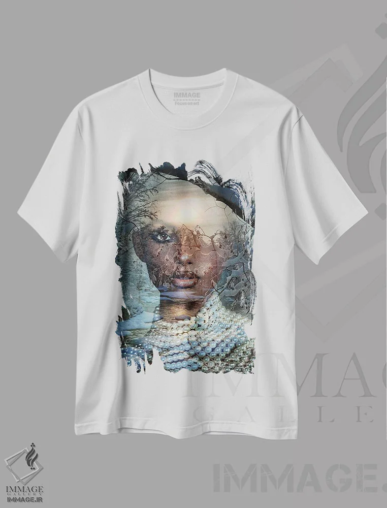تیشرت سفید طرح دار زمستان تاریک، هنر آمریکایی آفریقایی تبار اثر دومینیک بادوئل | فروشگاه ایماژ