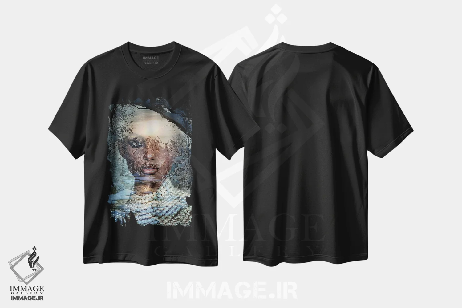تیشرت مشکی طرح دار زمستان تاریک، هنر آمریکایی آفریقایی تبار اثر دومینیک بادوئل | immage.ir