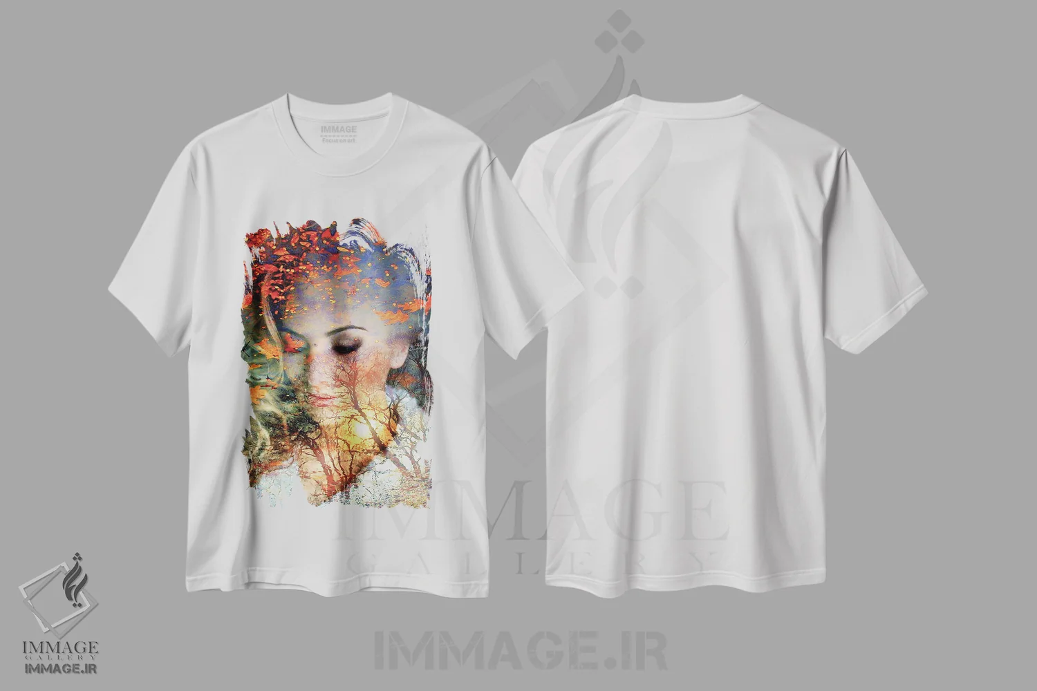 تیشرت سفید طرح دار حوضچه پاییزی، هنر دیجیتال اثر دومینیک بادوئل | immage.ir