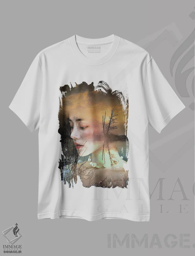 تیشرت سفید طرح دار انقلاب خورشیدی، هنر دیجیتال اثر دومینیک بادوئل | فروشگاه ایماژ