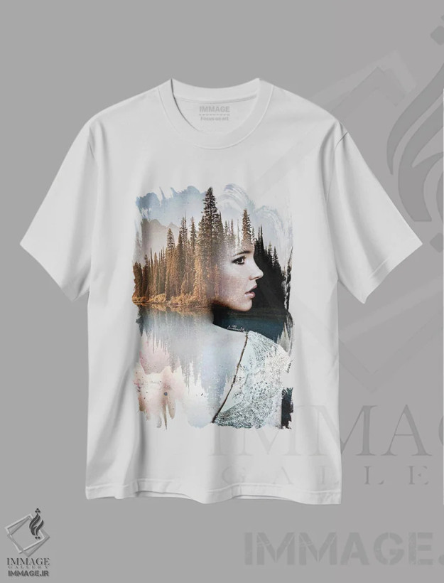 تیشرت سفید طرح دار تأمل، هنر دیجیتال اثر دومینیک بادوئل | فروشگاه ایماژ