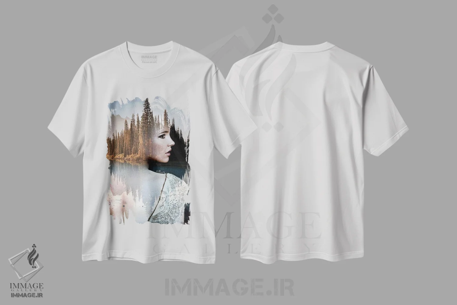 تیشرت سفید طرح دار تأمل، هنر دیجیتال اثر دومینیک بادوئل | فروشگاه ایماژ