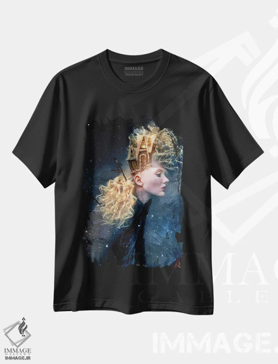 تیشرت مشکی طرح دار پری کریسمس، هنر دیجیتال اثر دومینیک بادوئل | immage.ir