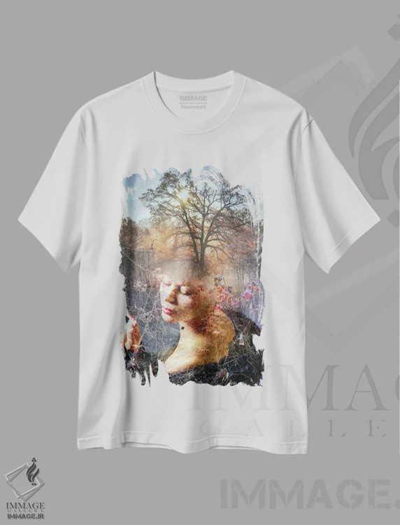 تیشرت سفید طرح دار صبح یخبندان، هنر دیجیتال اثر دومینیک بادوئل | فروشگاه ایماژ
