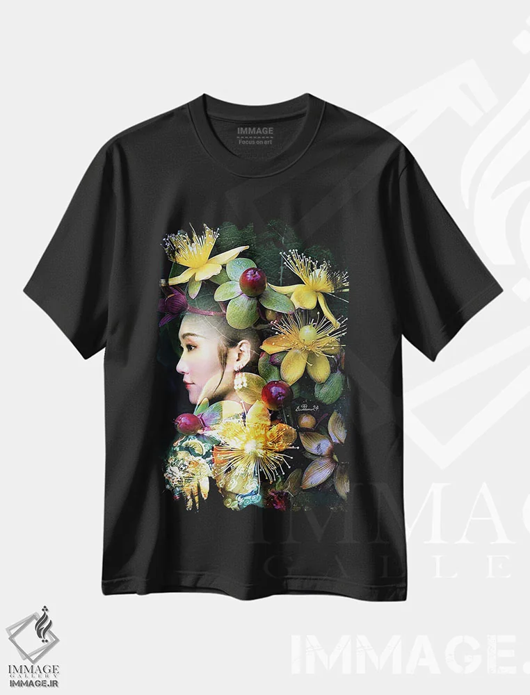 تیشرت مشکی طرح دار کیمونو، دکور آسیایی اثر دومینیک بادوئل | immage.ir