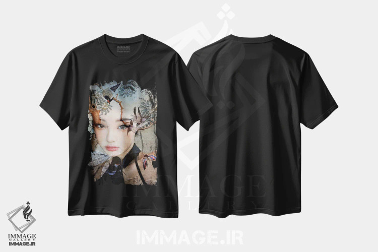 تیشرت مشکی طرح دار پرنده بان کوچک، دکور آسیایی اثر دومینیک بادوئل | فروشگاه ایماژ