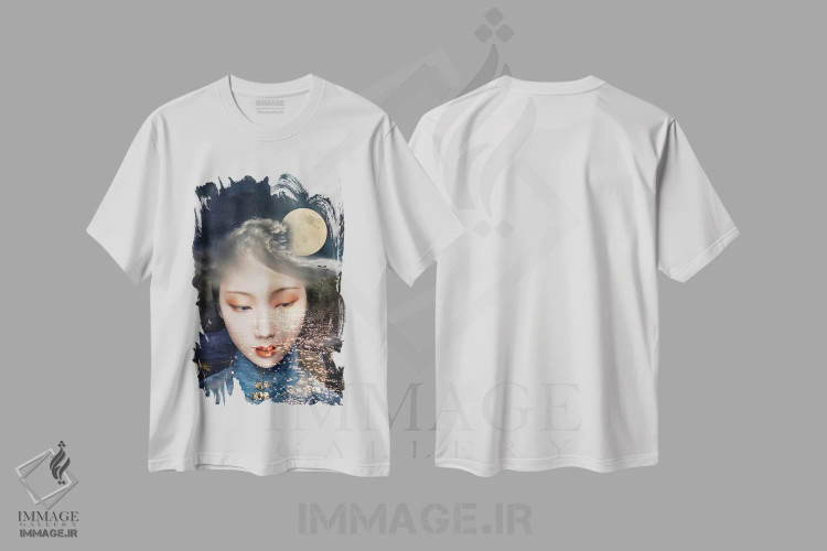 تیشرت سفید طرح دار گیشای نور ماه، دکور آسیایی اثر دومینیک بادوئل | immage.ir