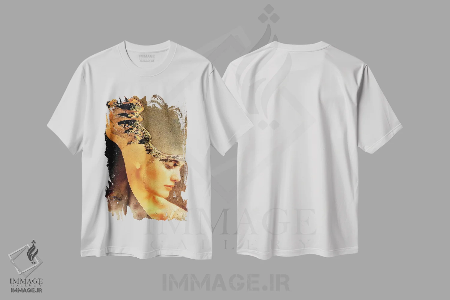 تیشرت سفید طرح دار نامیبیا، هنر دیجیتال اثر دومینیک بادوئل | فروشگاه ایماژ