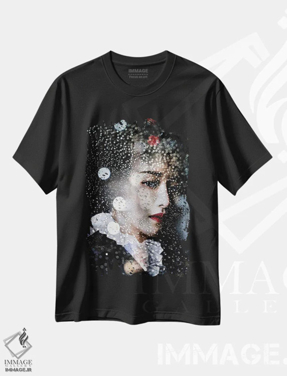 تیشرت مشکی طرح دار گیشای قطره باران، دکور آسیایی اثر دومینیک بادوئل | immage.ir