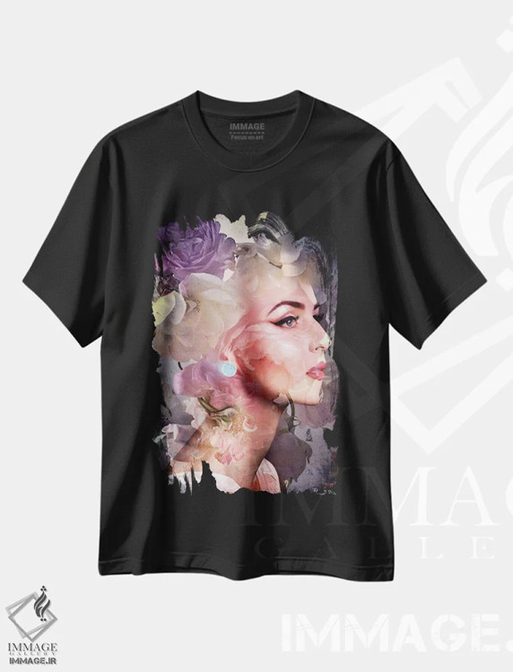 تیشرت مشکی طرح دار رزها، هنر دیجیتال اثر دومینیک بادوئل | فروشگاه ایماژ