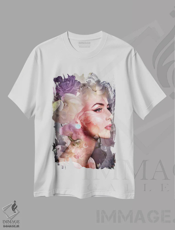 تیشرت سفید طرح دار رزها، هنر دیجیتال اثر دومینیک بادوئل | immage.ir