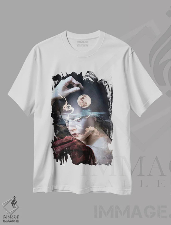 تیشرت سفید طرح دار دیوانه، هنر دیجیتال اثر دومینیک بادوئل | فروشگاه ایماژ