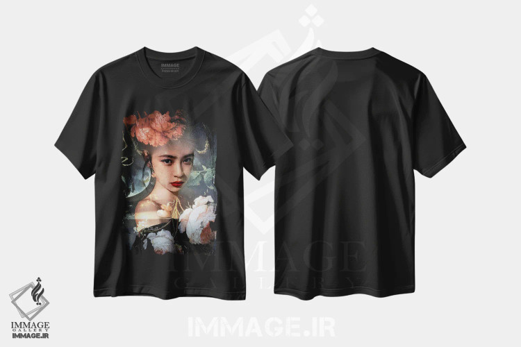 تیشرت مشکی طرح دار کنتسا، دکور آسیایی اثر دومینیک بادوئل | فروشگاه ایماژ