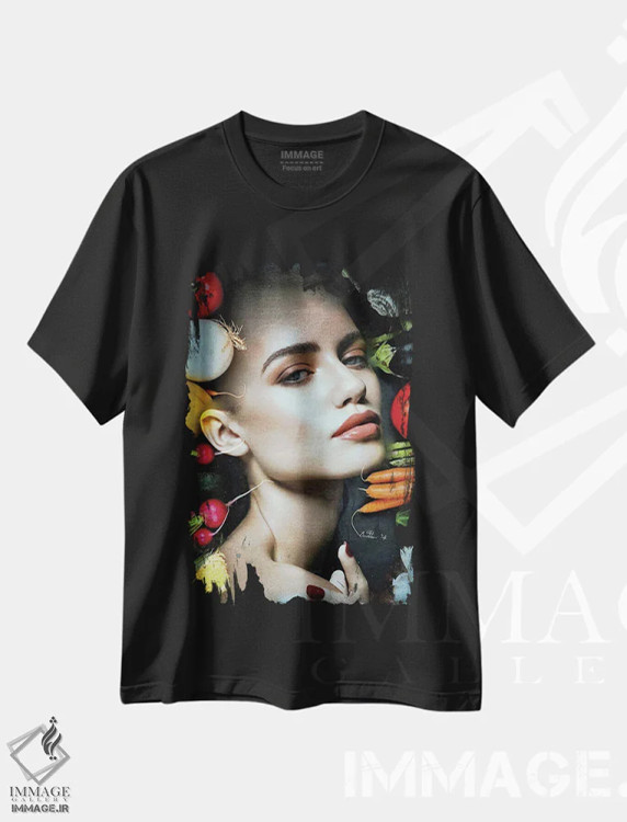 تیشرت مشکی طرح دار سبزی فروش، هنر دیجیتال اثر دومینیک بادوئل | immage.ir