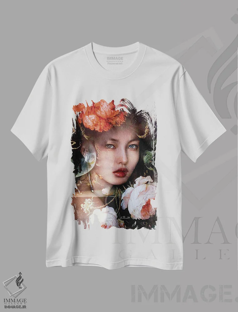 تیشرت سفید طرح دار پنچیا، هنر دیجیتال اثر دومینیک بادوئل | immage.ir