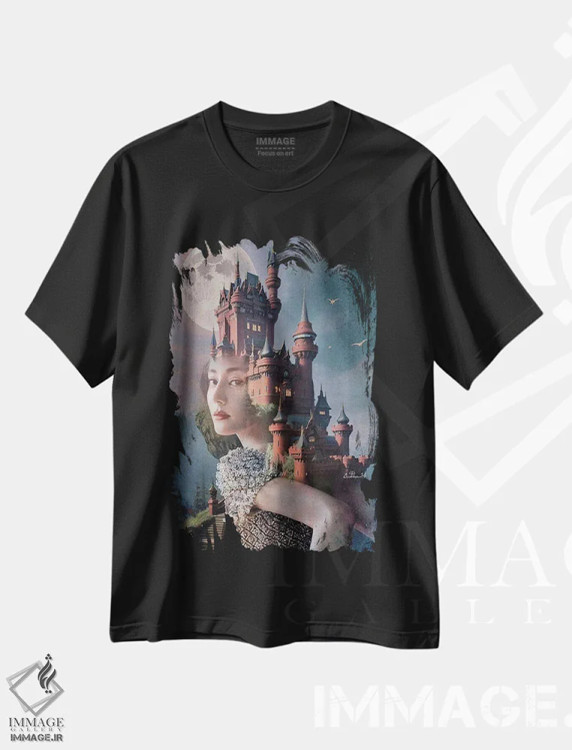 تیشرت مشکی طرح دار شاهزاده در قلعه، هنر دیجیتال اثر دومینیک بادوئل | immage.ir