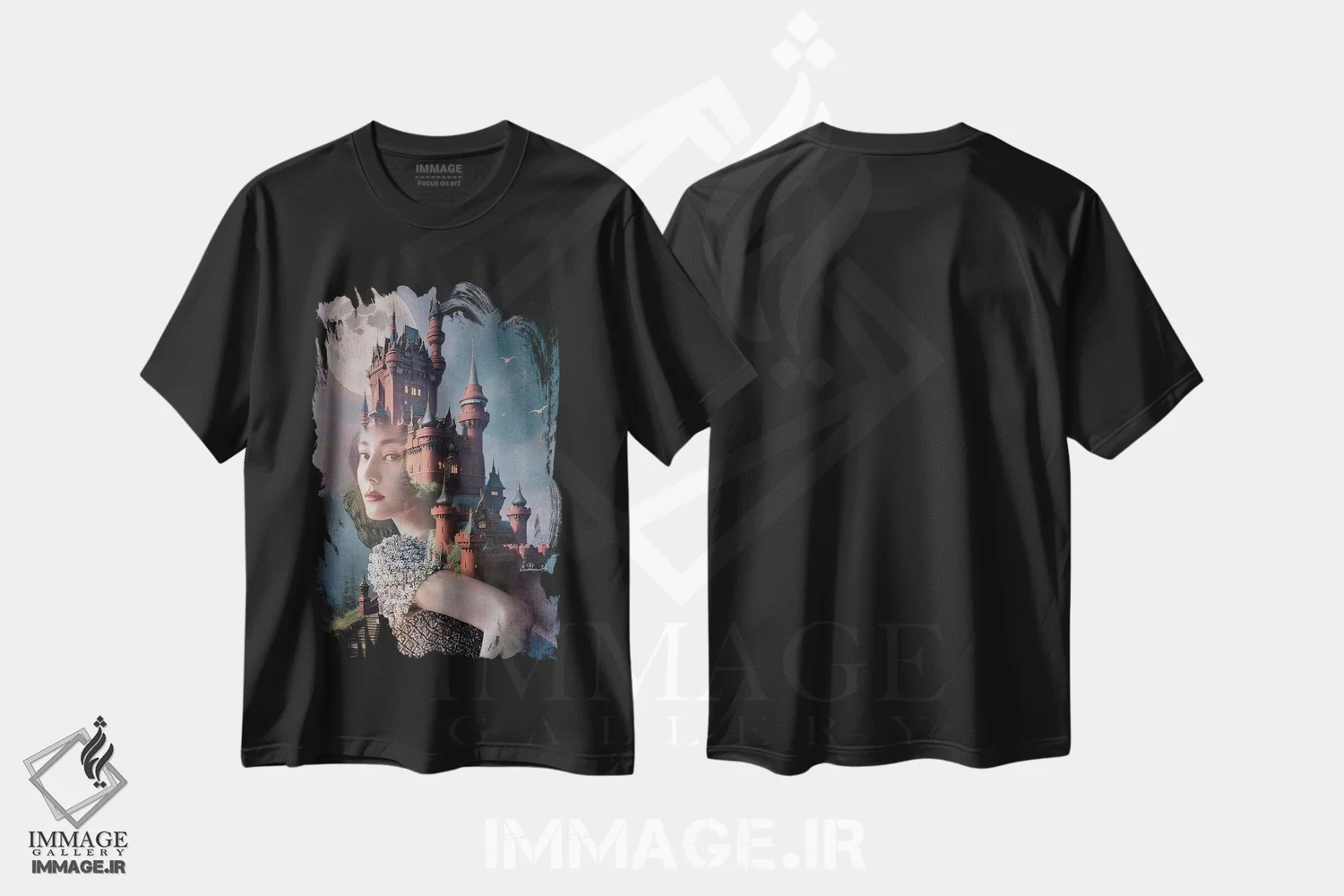 تیشرت مشکی طرح دار شاهزاده در قلعه، هنر دیجیتال اثر دومینیک بادوئل | immage.ir
