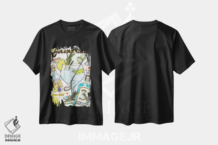 تیشرت مشکی طرح دار جین و تونیک، هنر دیجیتال اثر داریا روسو | immage.ir