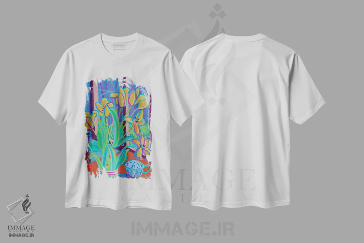 تیشرت سفید طرح دار نور و روح، هنر فاخر معاصر اثر دبرا برتون رابینسون | immage.ir
