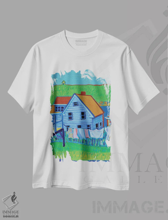 تیشرت سفید طرح دار طناب رخت، جزیره مون هیگان، مین، دکور معاصر اثر دبرا برتون رابینسون | immage.ir