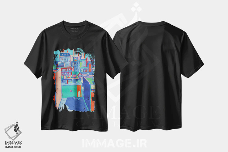 تیشرت مشکی طرح دار بازگشت به خلیج، بوستون، دکور معاصر اثر دبرا برتون رابینسون | immage.ir