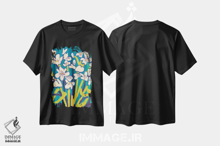 تیشرت مشکی طرح دار رقص پس از باران، هنر فاخر معاصر اثر دبرا برتون رابینسون | immage.ir