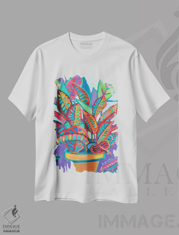 تیشرت سفید طرح دار کروتون پترا جف، دکور معاصر اثر دبرا برتون رابینسون | فروشگاه ایماژ