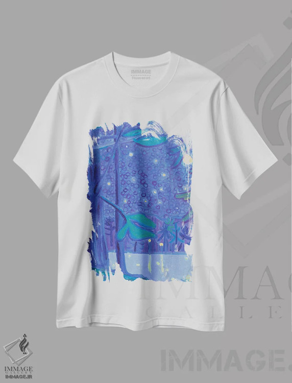 تیشرت سفید طرح دار قطعه شبانه مساپوآگ، دکور معاصر اثر دبرا برتون رابینسون | فروشگاه ایماژ