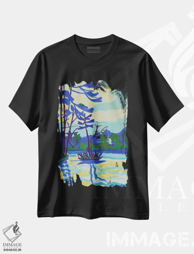 تیشرت مشکی طرح دار جزیره مساپوآگ، دکور معاصر اثر دبرا برتون رابینسون | فروشگاه ایماژ
