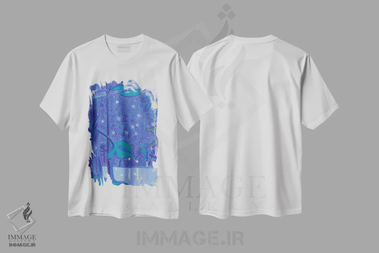 تیشرت سفید طرح دار قطعه شبانه مساپوآگ، دکور معاصر اثر دبرا برتون رابینسون | فروشگاه ایماژ